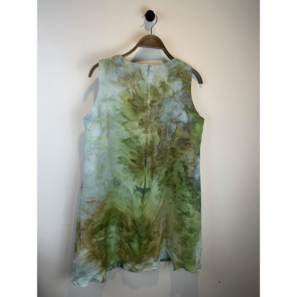 Vintage Green Boho Tie Dye Watercolor Dress FairyGrunge Size 18 Amanda Smith - Picture 2 of 10